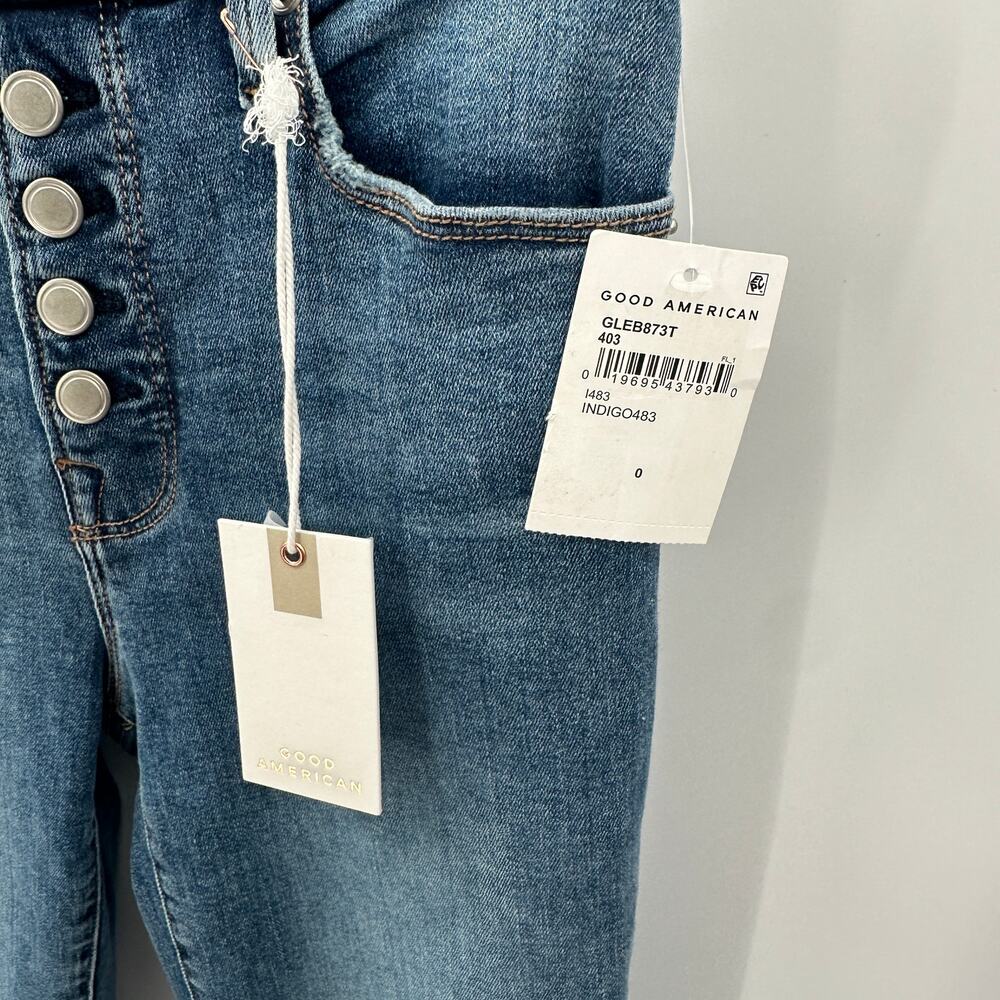 GOOD AMERICAN NWT Good Legs Button Fly Skinny Denim Jean in Indigo483 // 0 - Picture 5 of 9